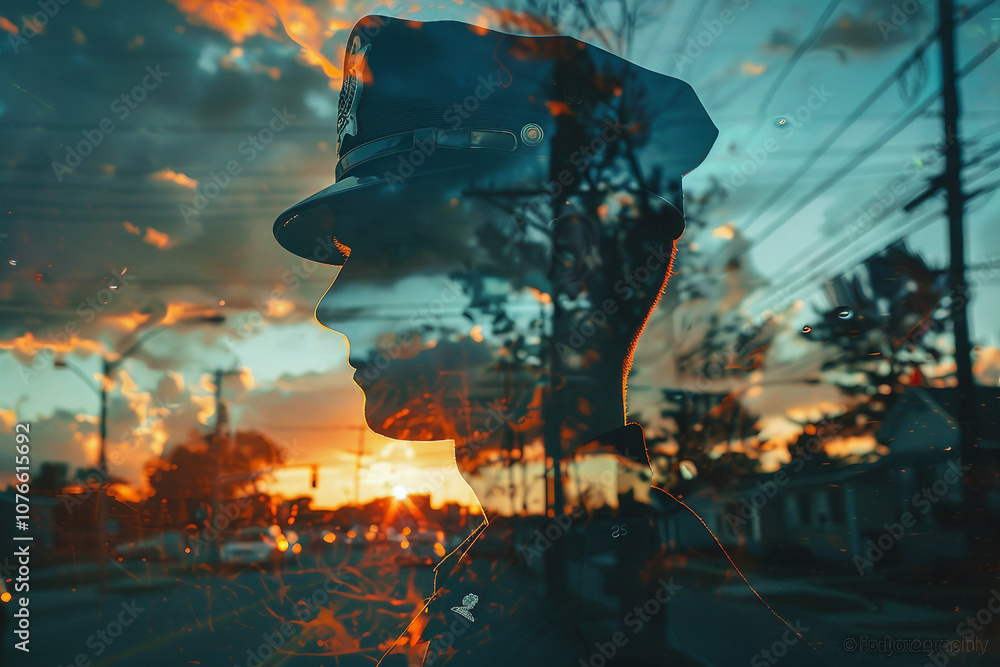 Fototapeta premium A double exposure illustration of a specialist worker generative ai