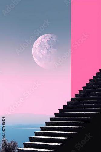 Noir landscape photography architecture staircase astronomy.