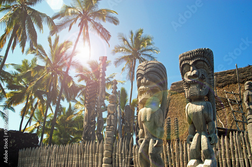 Sculpture of a local gods, Big Island, Hawaii, USA photo