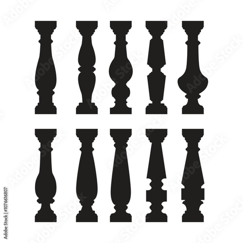 Classic Balusters Silhouette Vector Illustration