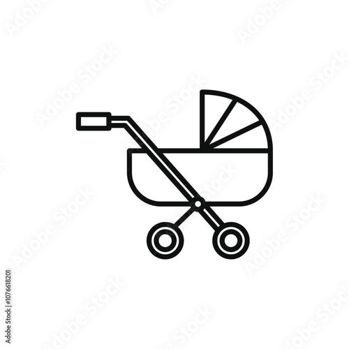 Baby carriage icon Vector flat thin line illustration
