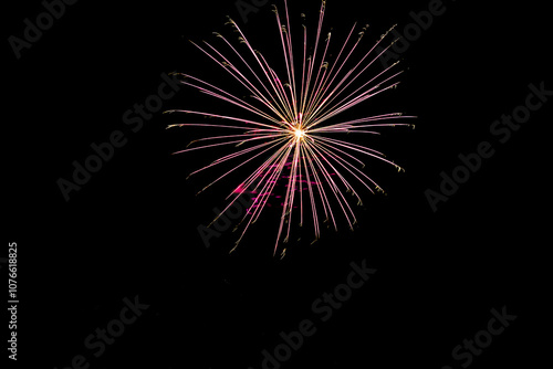 Fireworks lighting up the night sky. Pyrotechnics, abstract	