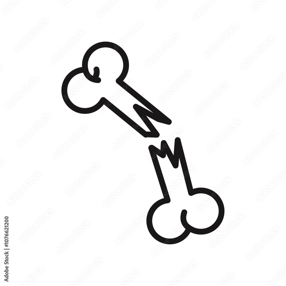 Broken bone icon Vector flat thin line illustration Broken bone icon Vector flat thin line illustration