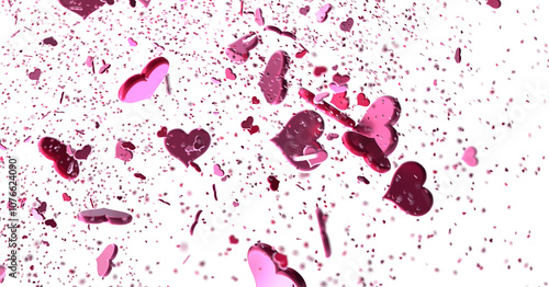 Red heart love confettis. V...