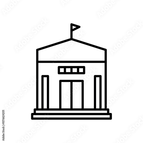 City hall building icon Vector flat thin line illustration