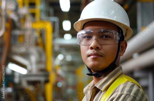 Wallpaper Mural Industrial engineer wearing safety glasses and hard hat in factory Torontodigital.ca