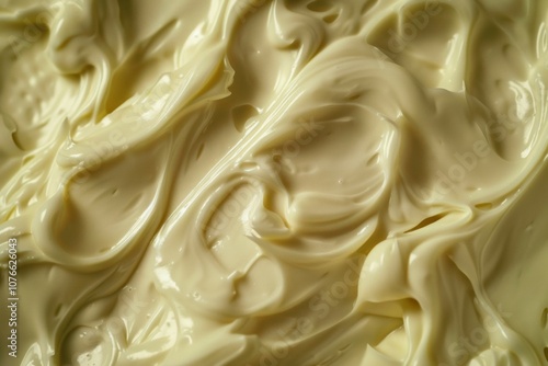  Cream colored garlic mayonnaise sauce. Image illustrated food for advertisement