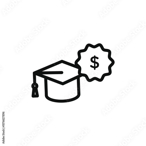 Education cost icon Vector flat thin line illustration