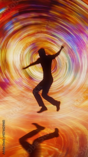 A man is jumping in a spiral