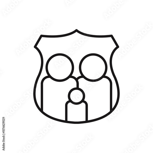Family insurance icon Vector flat thin line illustration