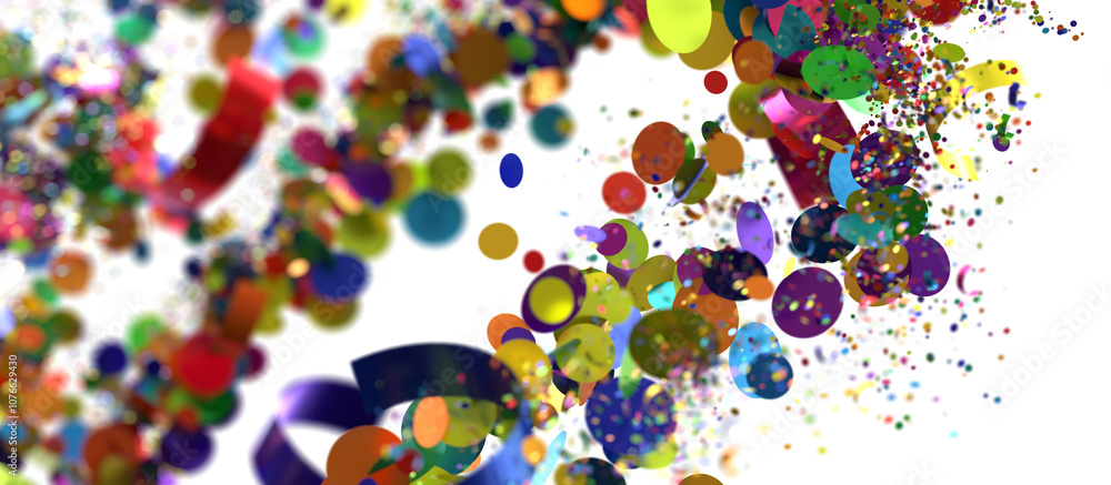 Obraz premium Colorful Confetti Explosion on White Background