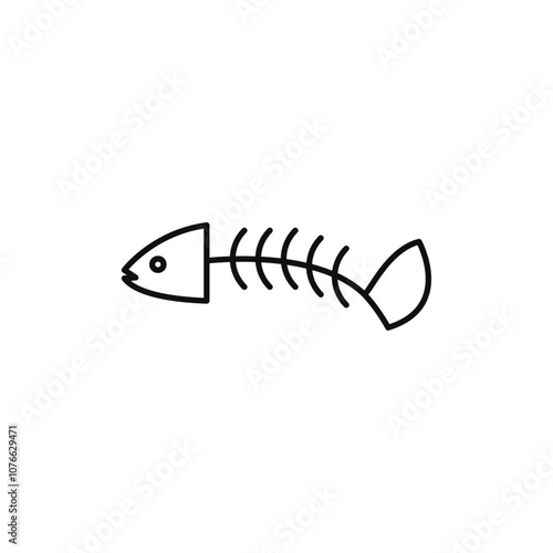 Fishbone icon Vector flat thin line illustration