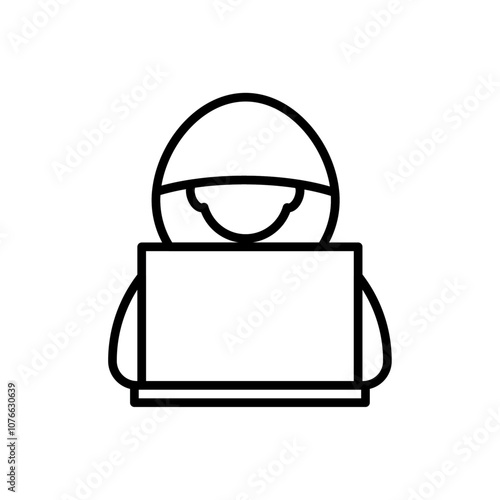 Hacker icon Vector flat thin line illustration