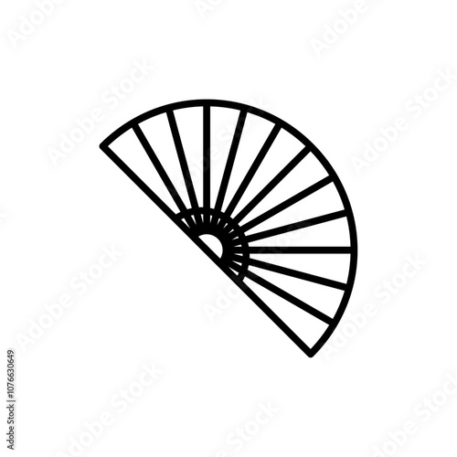 Hand fan icon Vector flat thin line illustration