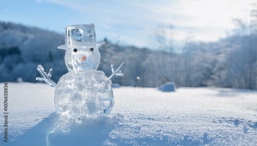 Obraz premium A snowman made of crystal ice