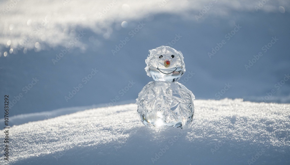 Obraz premium A snowman made of crystal ice