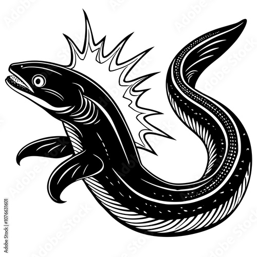 black and white eel fish