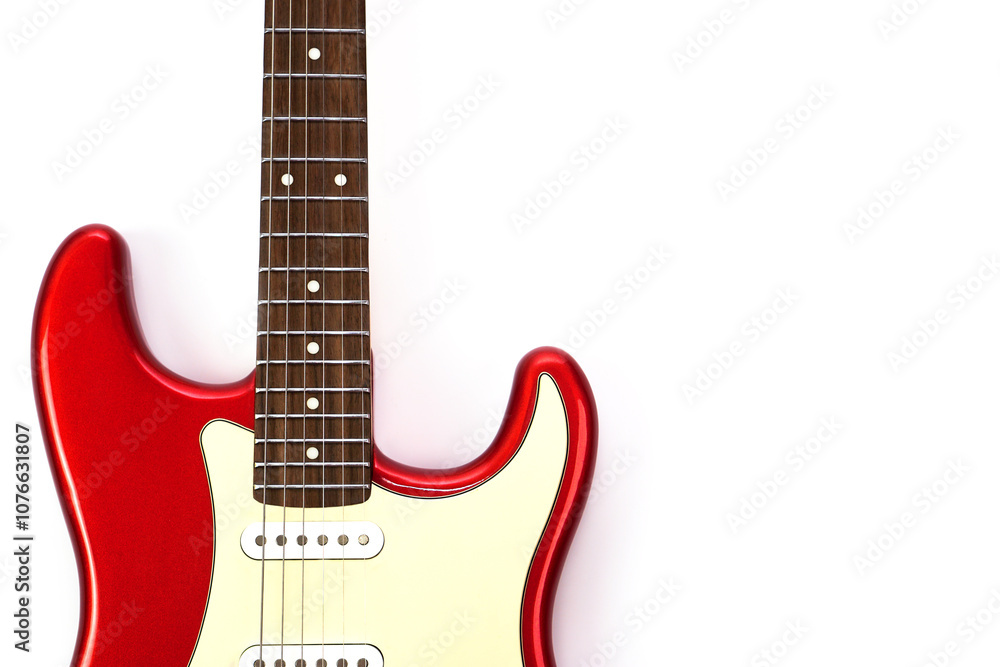 Fototapeta premium Electric guitar body isolated on white background. Entertainment and music concept.