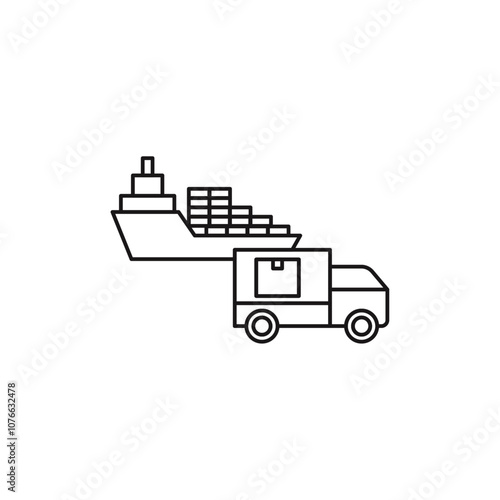 Import export icon Vector flat thin line illustration