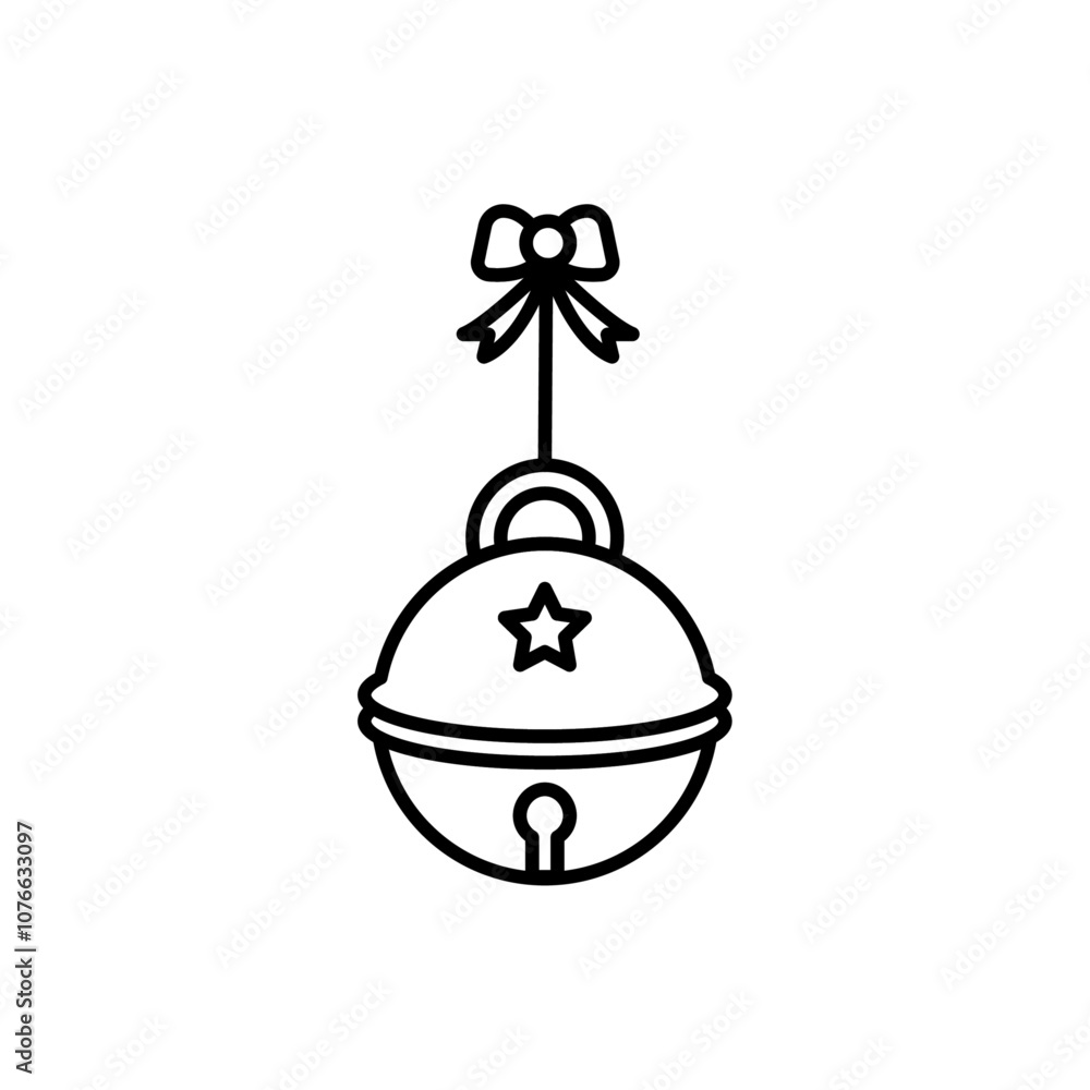 Fototapeta premium Jingle bell icon Vector flat thin line illustration