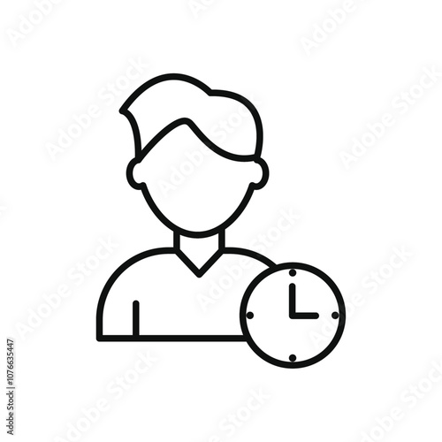 Office time icon Vector flat thin line illustration