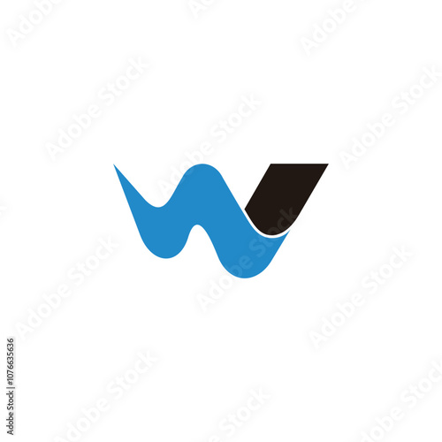 letter w river flow water symbol logo vector