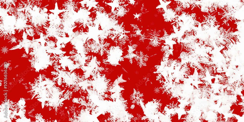 Obraz premium Abstract winter snowflake pattern on vibrant red background