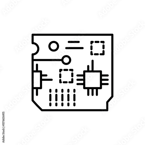 PCB icon Vector flat thin line illustration