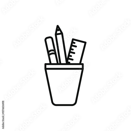 Pencil holder icon Vector flat thin line illustration