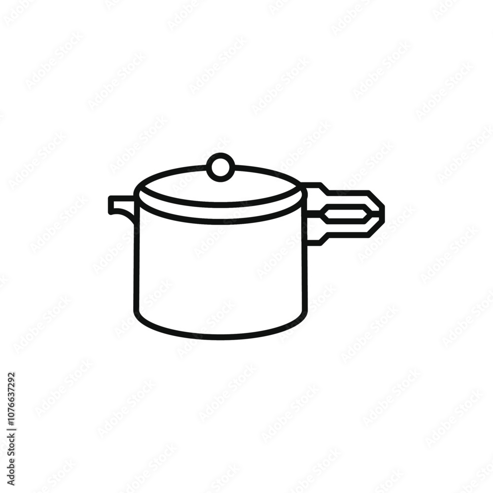 Pressure cooker icon Vector flat thin line illustration Pressure cooker icon Vector flat thin line illustration