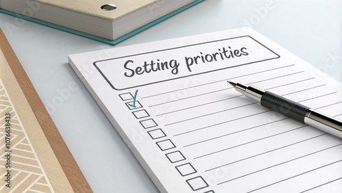 Wallpaper Mural Priority checklist with pen on desk for task management Torontodigital.ca