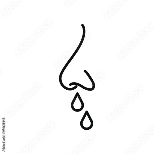Runny nose icon Vector flat thin line illustration