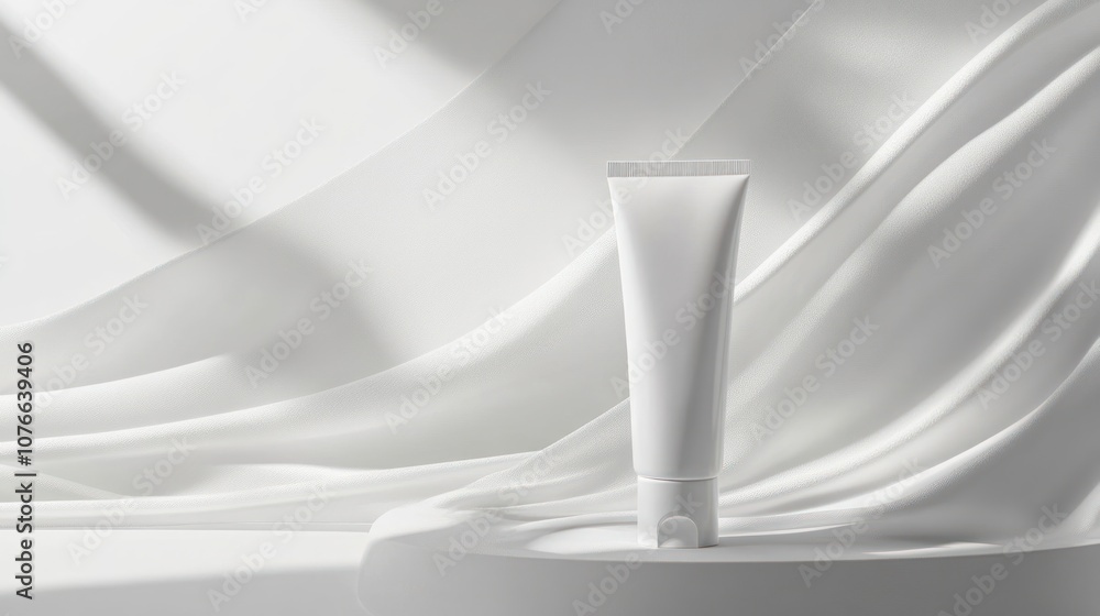 White Cosmetic Tube on a White Background White Cosmetic Tube on a White Background