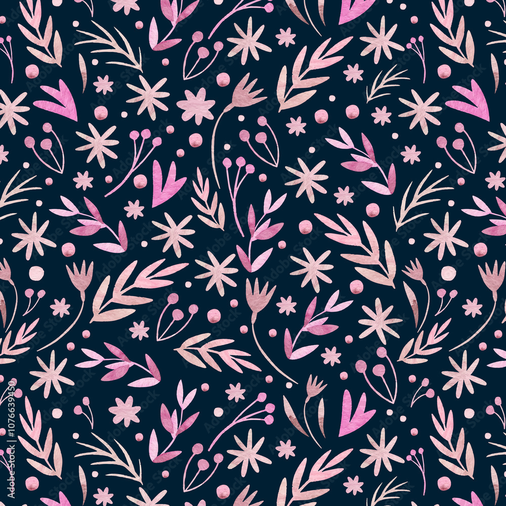 Cute feminine watercolor pattern with little tiny wildflowers, hand drawn Cute feminine watercolor pattern with little tiny wildflowers, hand drawn
