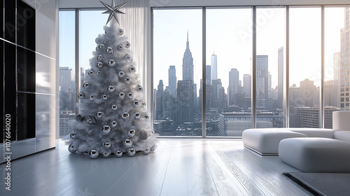 Modern white Christmas tree