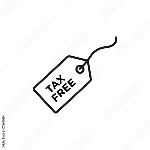 Tax free icon Vector flat thin line illustration