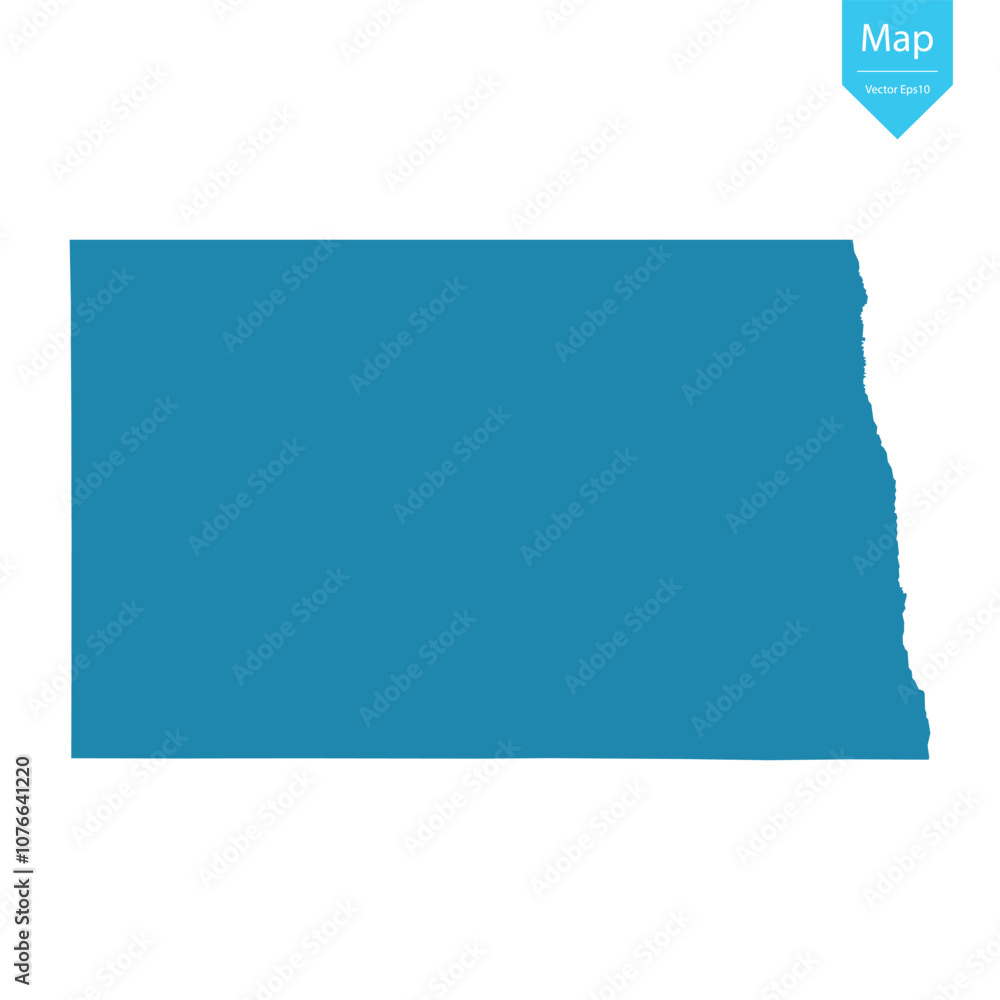 Abstract - High Detailed blue Map of North Dakota isolated on white background. for your web site design map logo, app, Travel. Vector illustration eps10. Abstract - High Detailed blue Map of North Dakota isolated on white background. for your web site design map logo, app, Travel. Vector illustration eps10.