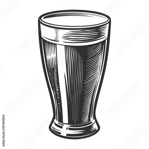 Vintage style illustration showcasing a refreshing glass of beer, meticulously engraved, perfect for conveying the essence of a classic brew