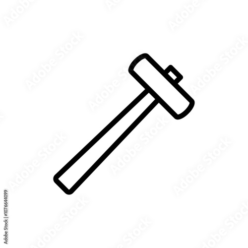 Wooden mallet icon Vector flat thin line illustration