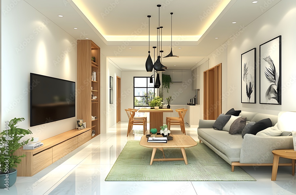 3D Rendering of a Luxurious Living Room with Marble Flooring and Elegant Decor 3D Rendering of a Luxurious Living Room with Marble Flooring and Elegant Decor
