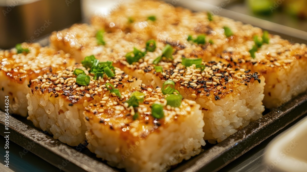Grilled Rice Cakes with Sesame and Green Onions Grilled Rice Cakes with Sesame and Green Onions