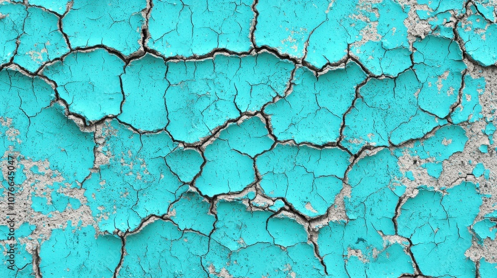 A close-up of cracked turquoise paint on a surface, showcasing texture and color contrast. A close-up of cracked turquoise paint on a surface, showcasing texture and color contrast.