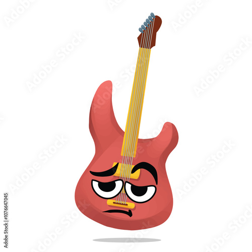 tired electric guitar mascot illustration. fun and playful concept. hobby, interest, lifestyle, song, singer, sound, and music themes photo