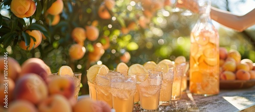 Refreshing Summer Drinks with Lemon and Peach photo