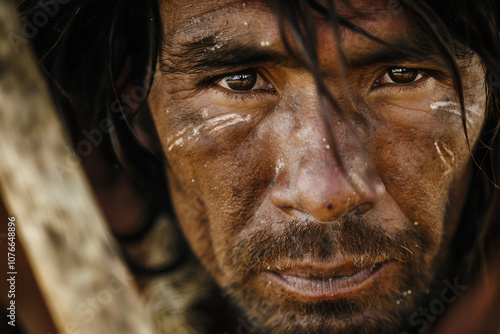 Generative AI image of a Native American person in traditional attire, highlighting the rich cultural heritage and spiritual connection to nature