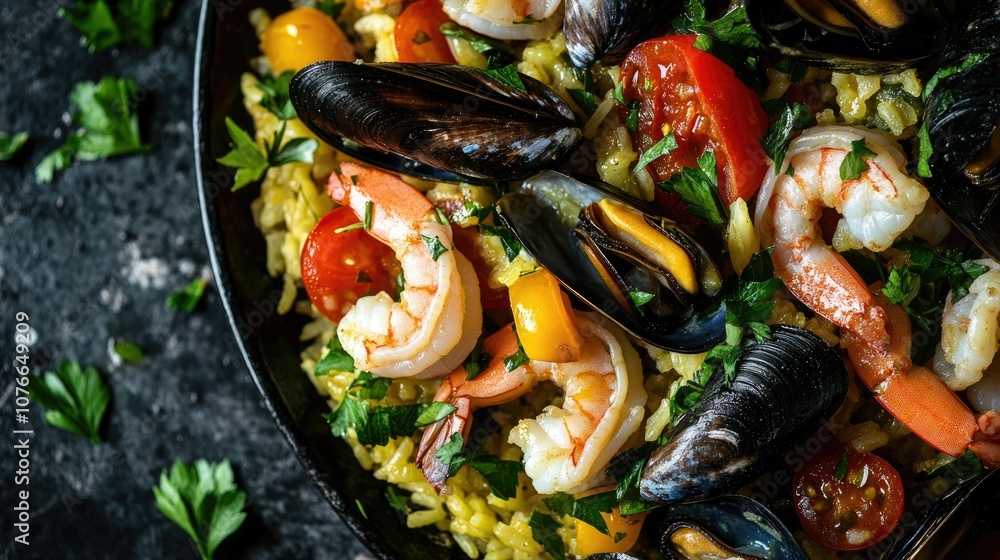 Colorful Seafood Dish with Fresh Ingredients Colorful Seafood Dish with Fresh Ingredients