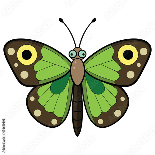 Malachite Butterfly vector illustrations on a white background.