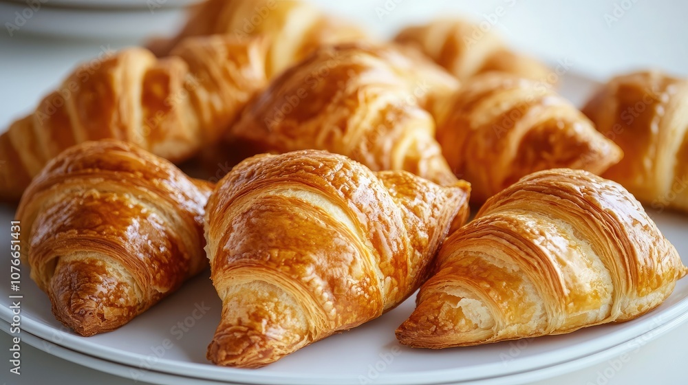 Freshly Baked Croissants on a Plate Freshly Baked Croissants on a Plate