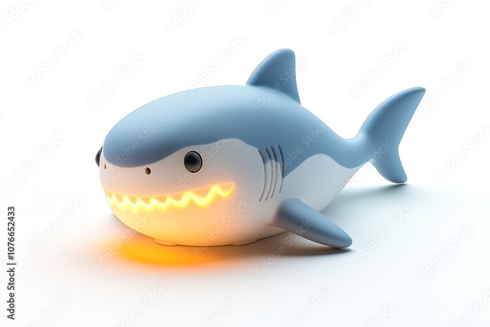 A playful shark night light featuring a whimsical design and glowing teeth, ideal for children's rooms or ocean-themed decor, enhancing a fun and soothing atmosphere for bedtime routines, A playful shark night light featuring a whimsical design and glowing teeth, ideal for children's rooms or ocean-themed decor, enhancing a fun and soothing atmosphere for bedtime routines,