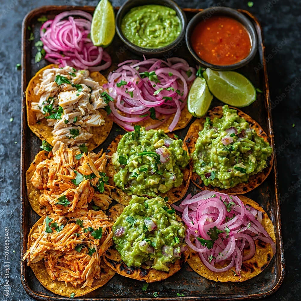 Tostadas with various toppings mexican food Tostadas with various toppings mexican food